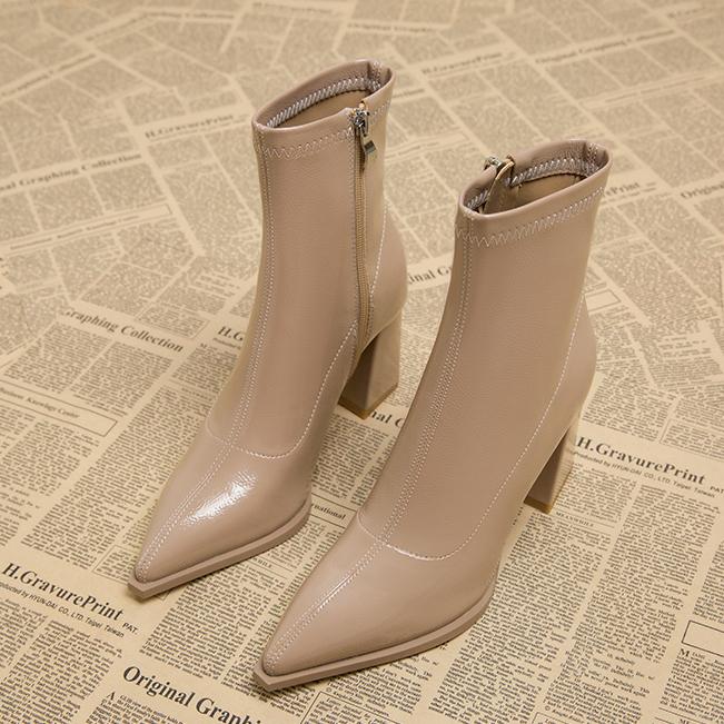 Fashion Women Designer Outdoor Fashion Boots New Winter Plus Velvet Pointed Toe Women Heeled Dress Shoes 2024 Autumn Shoes for Women