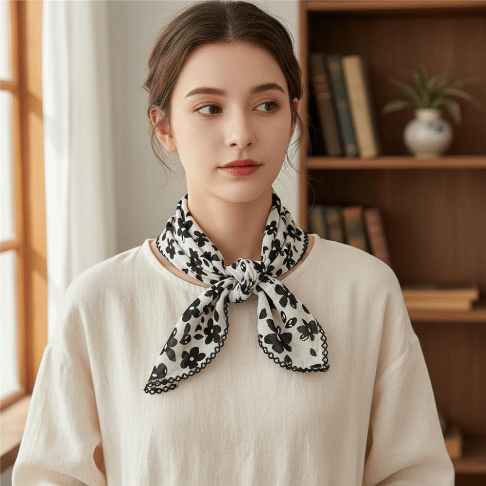 Floral Cotton Linen Print Scarves Scarf Hair Band Square Handkerchief  Scarf Accessories