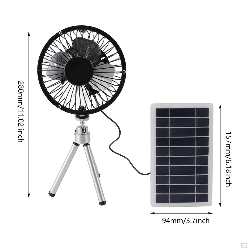 Solar Panel Fan Powered with Holder Stand 10W USB Ventilation Cooling for Camping