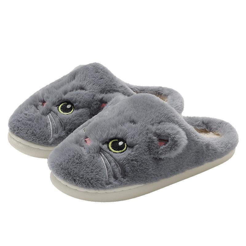 Baotou cotton slippers cute kitten cartoon home thickened warm plush soft bottom non-slip cotton mop