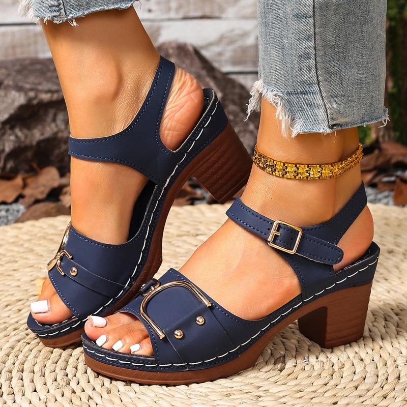 Women's Wide Width Platform Sandals, Single Buckle Wedge Heels, Wholesale Summer Slides for Women