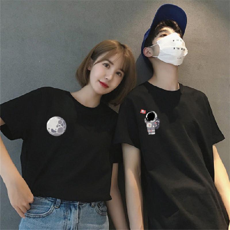French couple clothing summer clothing niche design sense new ins super hot trend couple short-sleeved t-shirt class uniform