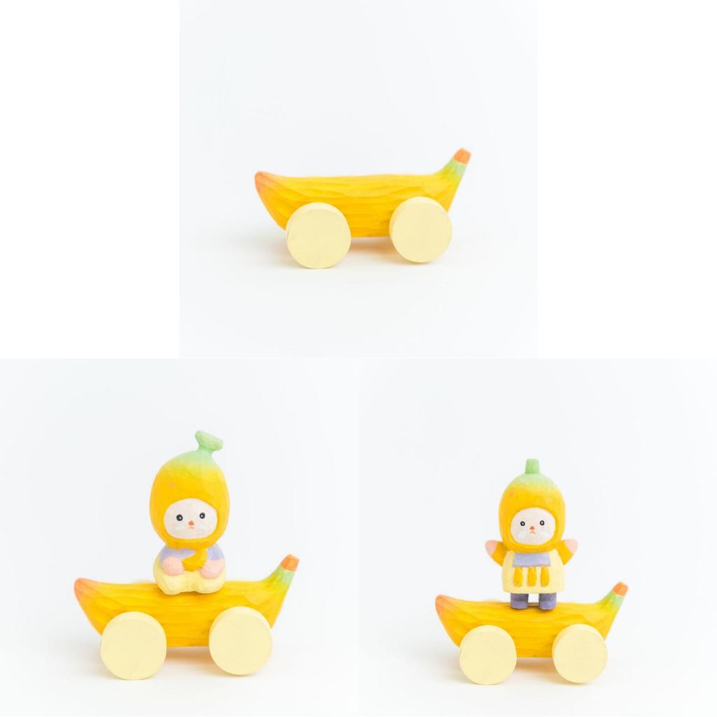 Wooden Banana Car Desk Decor With Cartoon Style And Gift For Birthdays