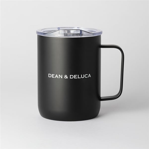 DEAN & DELUCA Stainless Steel Mug with Lid, Black, 300ml, Keeps Drinks Hot and Cold