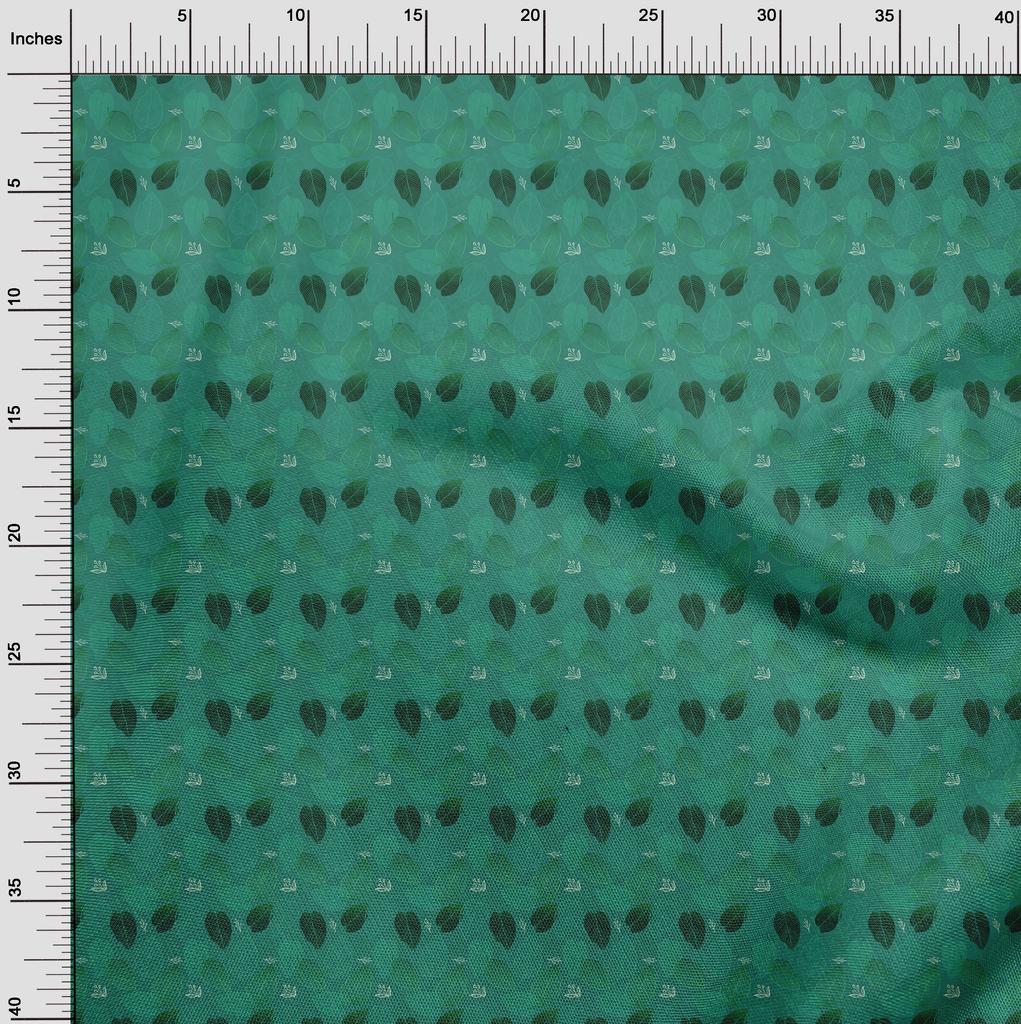 oneOone Cotton Flex Pear Green Fabric Leaves Fabric For Sewing Printed Craft Fabric By The Yard 40 Inch