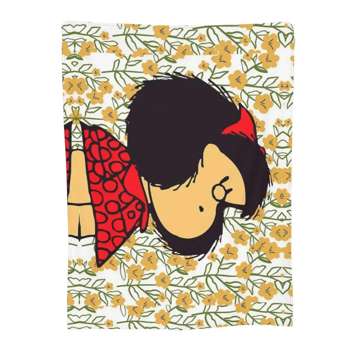 

Mafalda And Flowers Coral Fleece Plush Throw Blanket Kawaii Cartoon Blanket for Sofa Outdoor Lightweight Bedspread 100cmx150cm