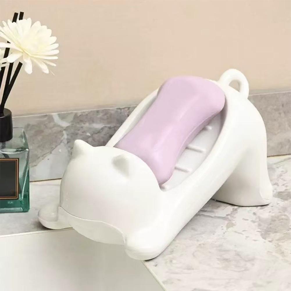 Cat-Shaped Soap Dish Drainage Soap Tray Non-Slip Holder