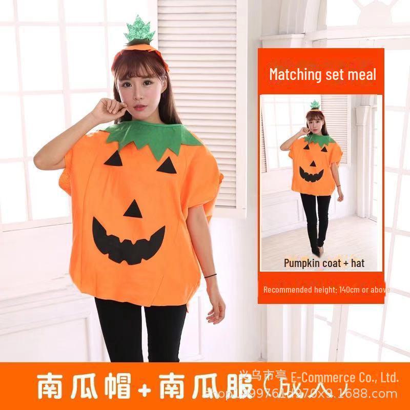 Halloween Costumes: Pumpkin-themed Attire for Adults & Kids with Makeup, Hats & Show Clothes