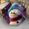1 Stück Automatischer Faltregenschirm - Schneemann Winter Nacht Muster, Tragbares & Faltbares Design mit 8 Speichen, Weihnachts-Geburtstagsgeschenke