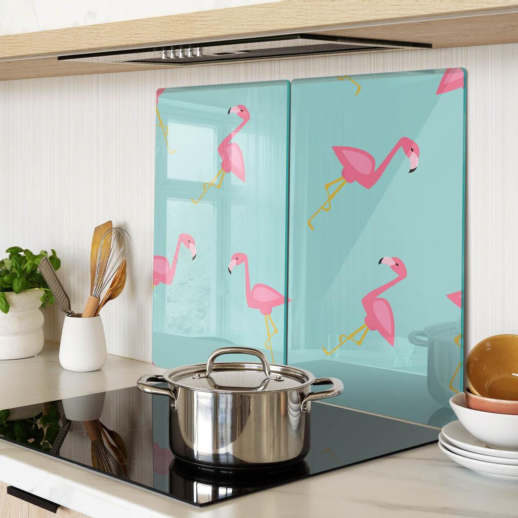 Kuchenne Wielofunkcyjne Dekoracyjne Deski Hartowane Flamingi 2X30X52 Cm