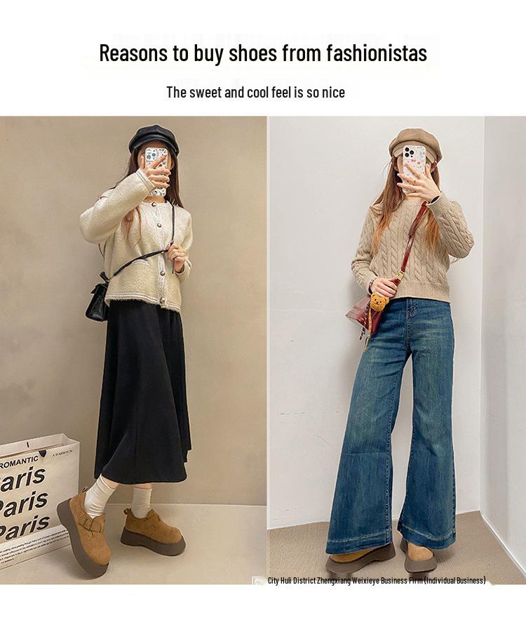 Yang Mi Style Women's Platform Loafers: 2025 Autumn Slip-On, Versatile Birkenstock-Inspired Shoes, Size 34