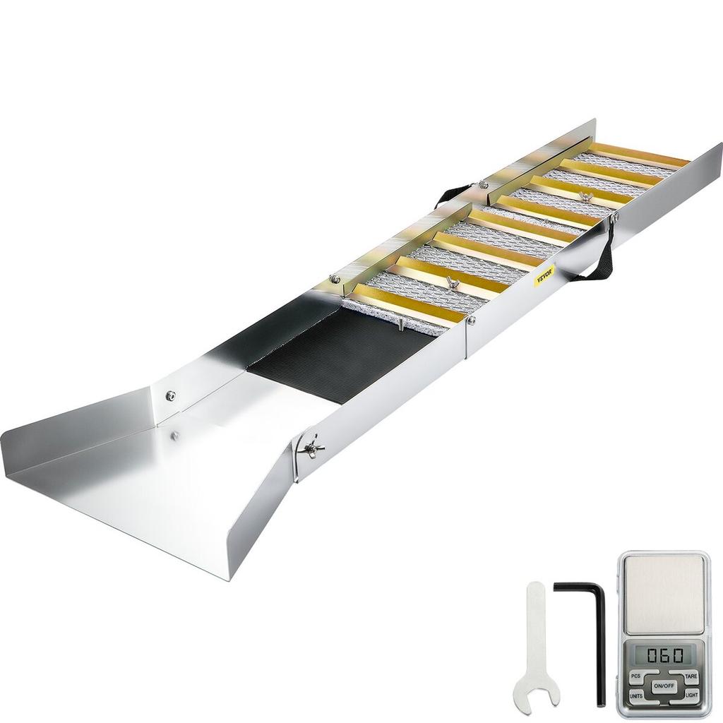 Folding Aluminum Alloy Sluice Box, Compact 50\" Sluice Boxes for Gold, Lightweight Gold Sluice Equipment, Portable Sluice Boxes with Miner\'s Moss,