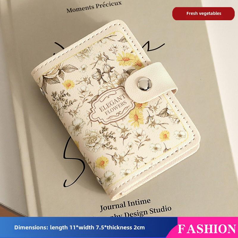 2024 Women's Floral Multi-Slot ID & Bank Card Holder - Retro Oil Painting Design, Large Capacity
