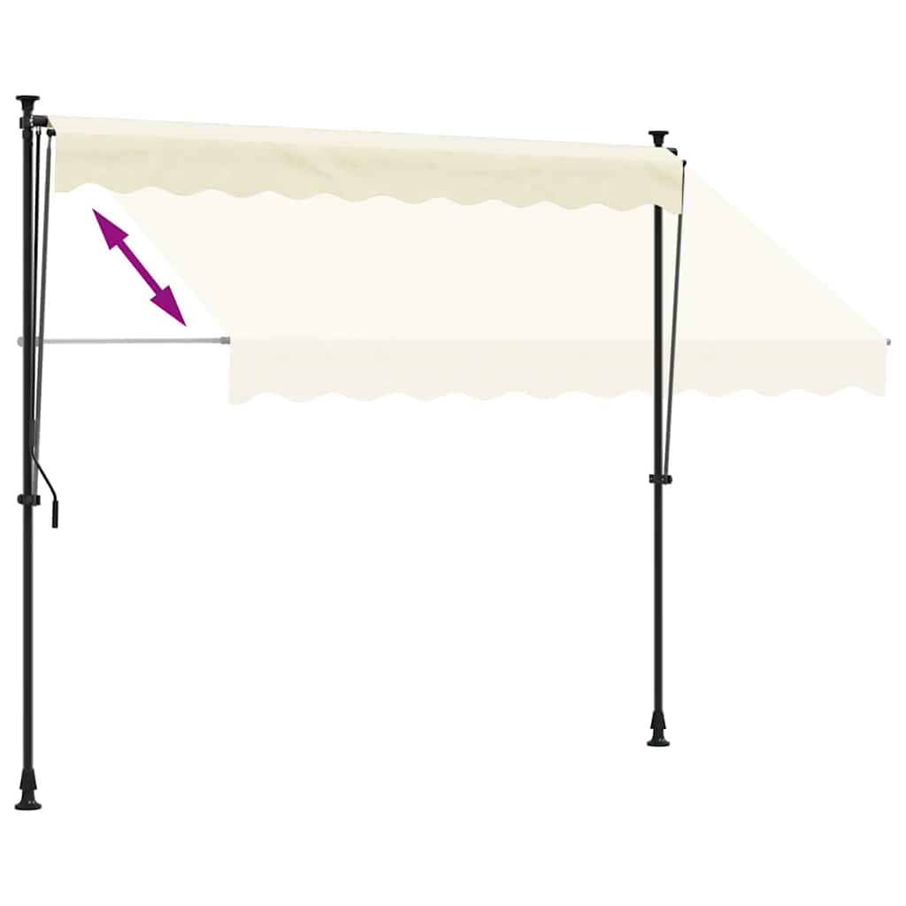 Vidaxl Markiza Zwijana, Kremowa, 300X150 Cm, Tkanina I Stal