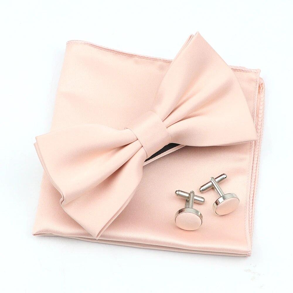 

Сплошной цвет мужской носовой платок с галстуком-бабочкой, набор запонок, полиэстер, бабочка, аксессуары для свадебной вечеринки и ужина