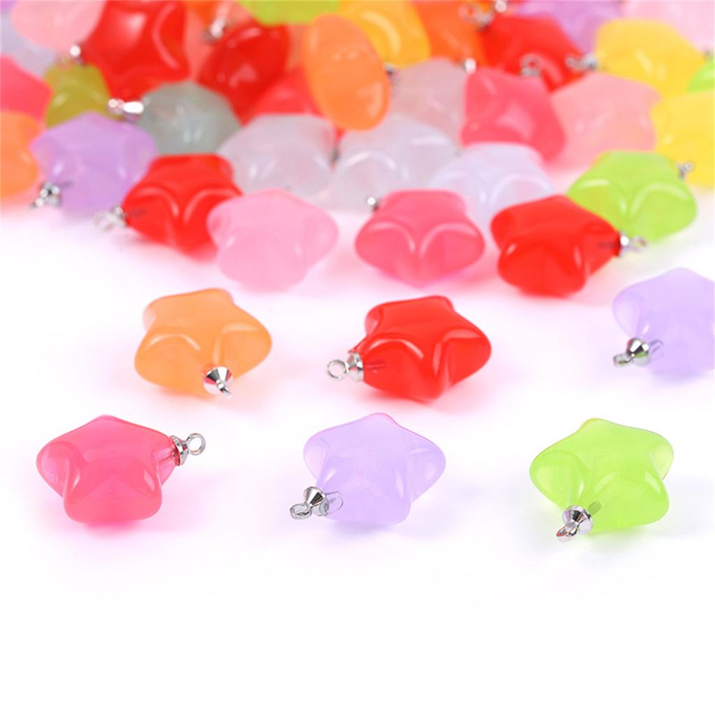 TX32 10pcs 17x10mm Candy Color Acrylic Star Charms Simple Pendant Handmade Jewelry Making Diy Bracelet Necklace Accessories