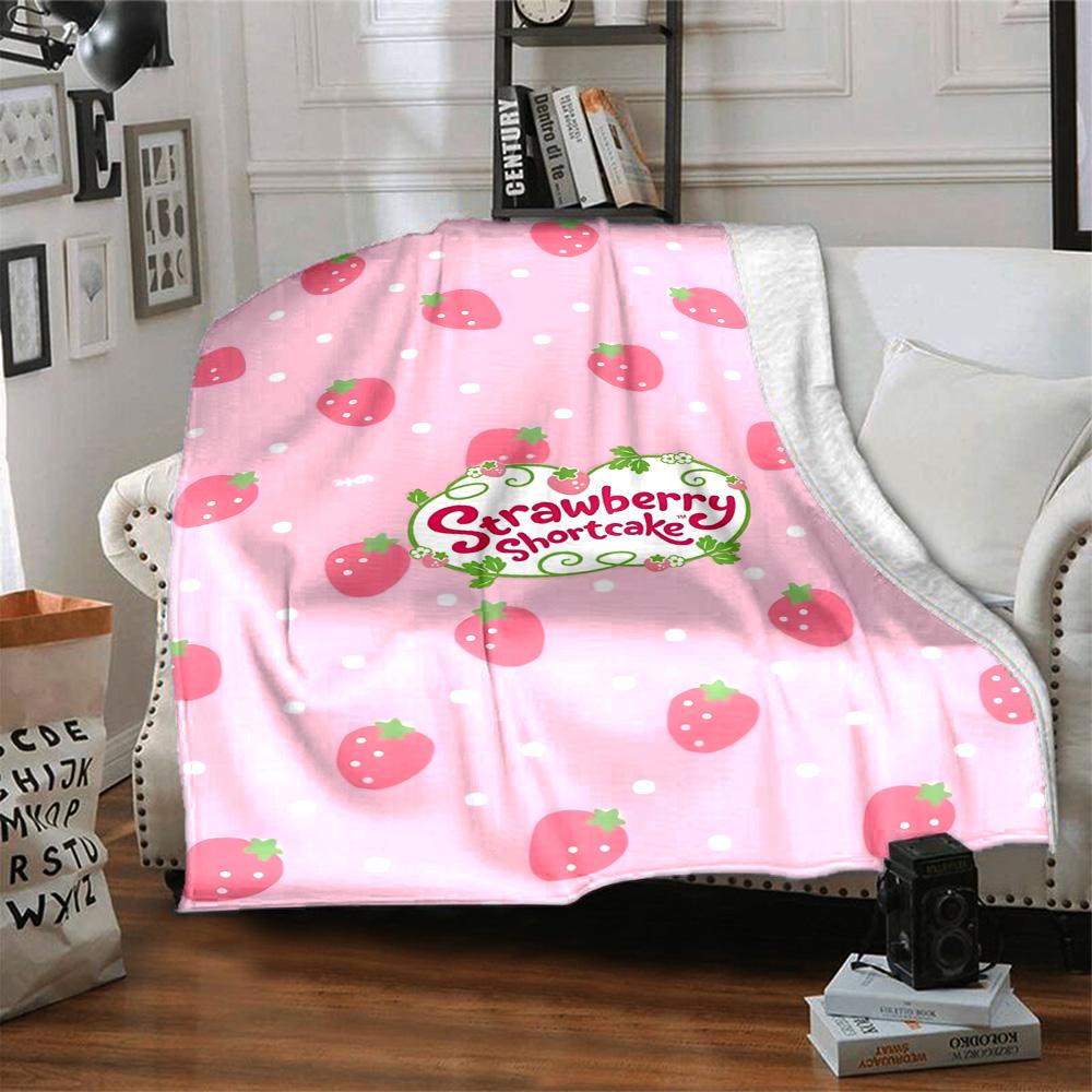 1pc Princess Strawberry14 Blanket, Gift, for Men and Women, Soft Blanket, Good for Sofa Bed Couch Travel, Lightweight Flannel Blanket