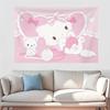 Pink Kitty Mouse Yarn Tapestry 2D Single Print Cute Home Decor Soft Accessory Charming Functional GirlThemed Attractive Durable