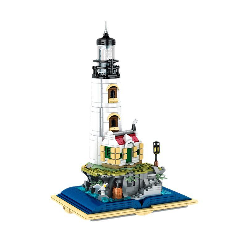 Compatible LEGO Lighthouse Toy: Rotating Light & Small Particle Building Blocks, Architectural Street View Model