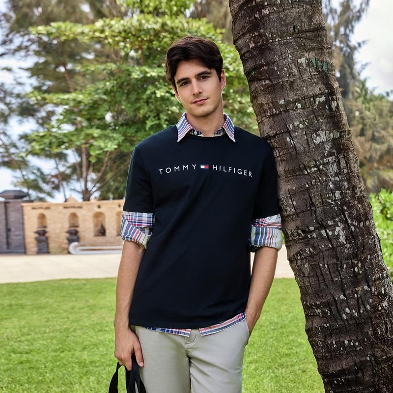 Tommy Hilfiger T-Shirts Men's Crew Neck Moderate 78J4189