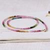 Gradient Ultra-Fine Natural Small Tourmaline Necklace for Women, Summer Collarbone Chain, Rainbow Choker, Colorful Crystal, New Chinese Style