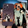 Black Cat Witch Aesthetics Soft Phone Case for iPhone 16 16E 17 Air 15 Pro Max 14 Plus 13 Mini 11 12 7 Black Cover Back Shell