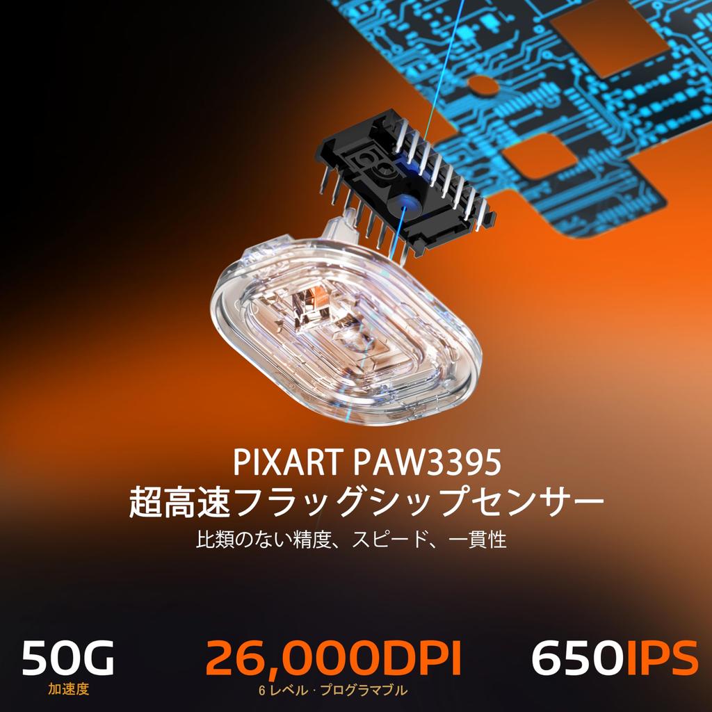 X ATTACK SHARK X3 Gaming Wireless USB Optical Sensor Up To 26000 Compatible with Ergonomic Orange A.JAZZ Ultra-Lightweight Mouse, 49g,