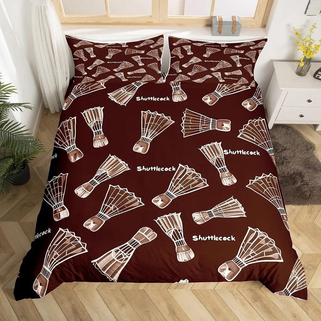 Sportovní povlečení na přikrývku Badminton Fluorescenční zelená Růžová Badmintonová raketa Ložní souprava Sportovní hra Povlak na přikrývku Módní povlak na přikrývku