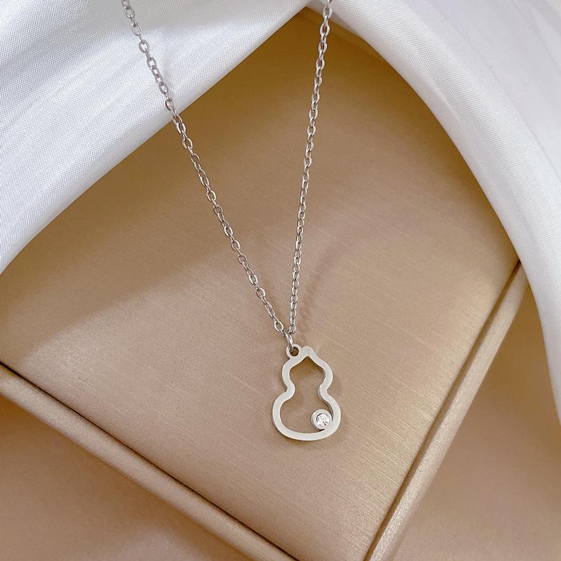 Titanium Steel With Drill Gourd Personality Minimalist Furnace Real Gold Necklace Female Collarbone Chain