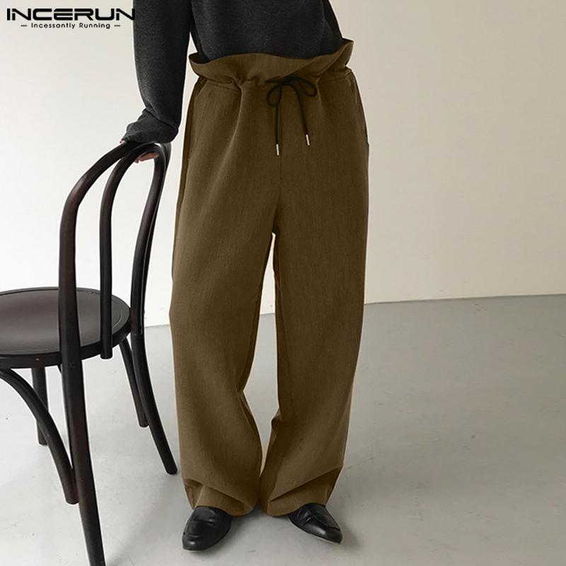 

INCERUN Весенне-осенние мужские широкие длинные брюки с завязками