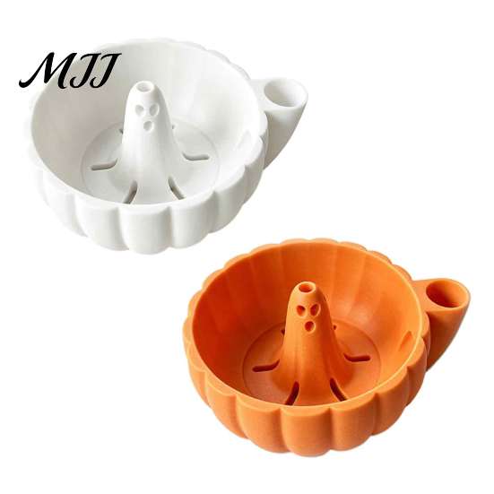 Cherry Tomato Cleaning Tool Self Spinning Berry Washing Bowl, Halloween Ghost/Pumpkin Swirl 3D Portable Salad Rinser Bowl Printed Fruit Vegetable