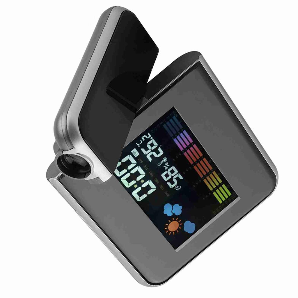 Digital LED Weather Forecast Projector Calendar Humidity Display Alarm Clock(Black)
