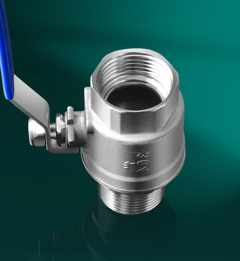 304 Stainless Steel Ball Valve, Dual Thread, Water Pipe Switch, Sizes: 46 Points, 1/1.2/1.5/2 Inches.