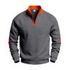 Men S Loose Stand Collar Zip Up Color Block Fleece Lined Casual Sweatshirt