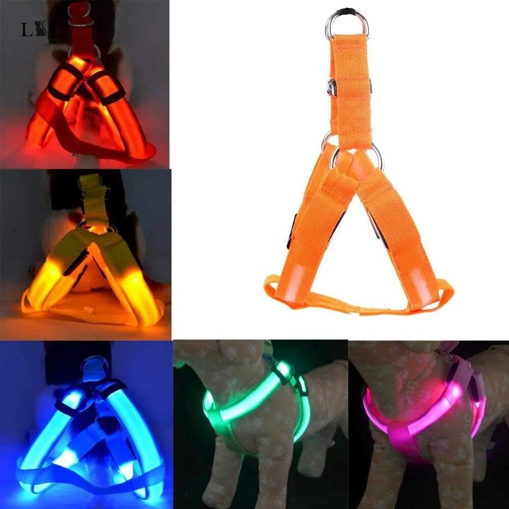

Шлейка для ночной безопасности, светодиодный светящийся USB нагрудный ремень для домашних животных, перезаряжаемый светящийся шлейка для собак среднего и большого размера, аксессуары для собак