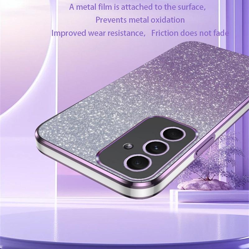 Luxury Gradient Glitter Plating Case For Samsung Galaxy A54 A34 A24 A14 A15 A05 A04 A53 A52 A23 A13 Silicone Protect Back Cover