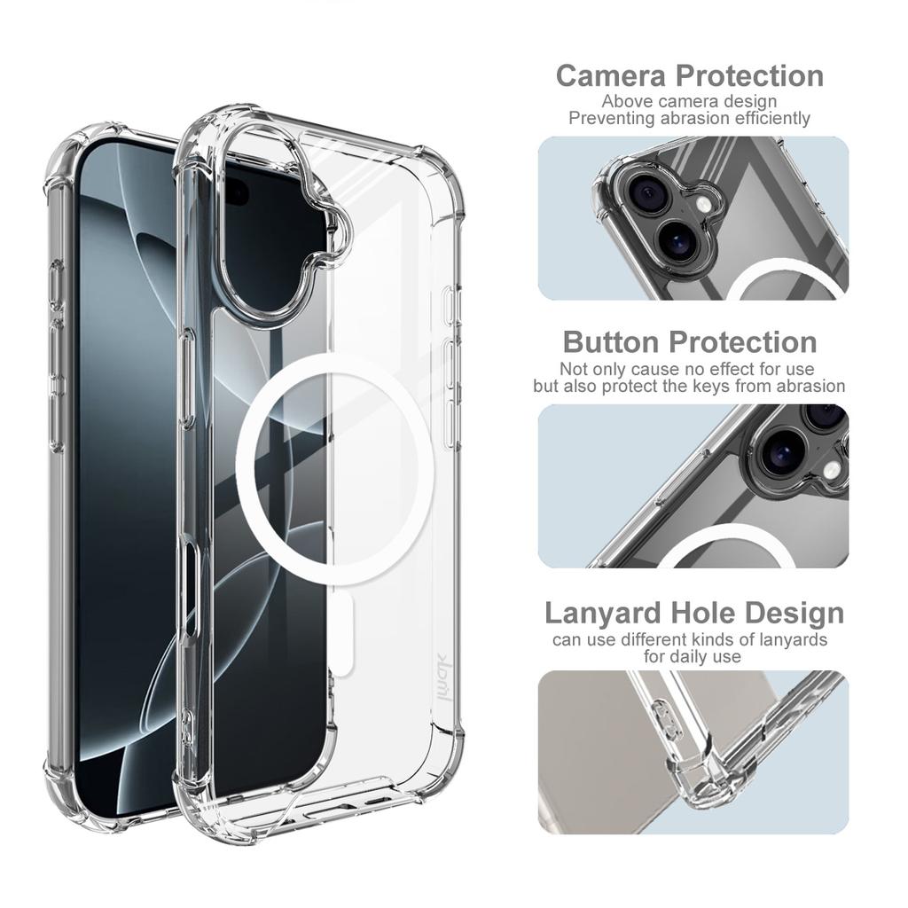 IMAK For iPhone 17 Case Compatible with MagSafe Shockproof PC TPU Clear Phone Cover