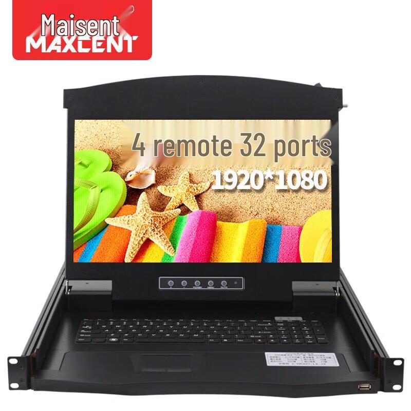 MAXCENT AEC-7432 32-портовый матричный KVM-переключатель с 17,3-дюймовым FHD-дисплеем