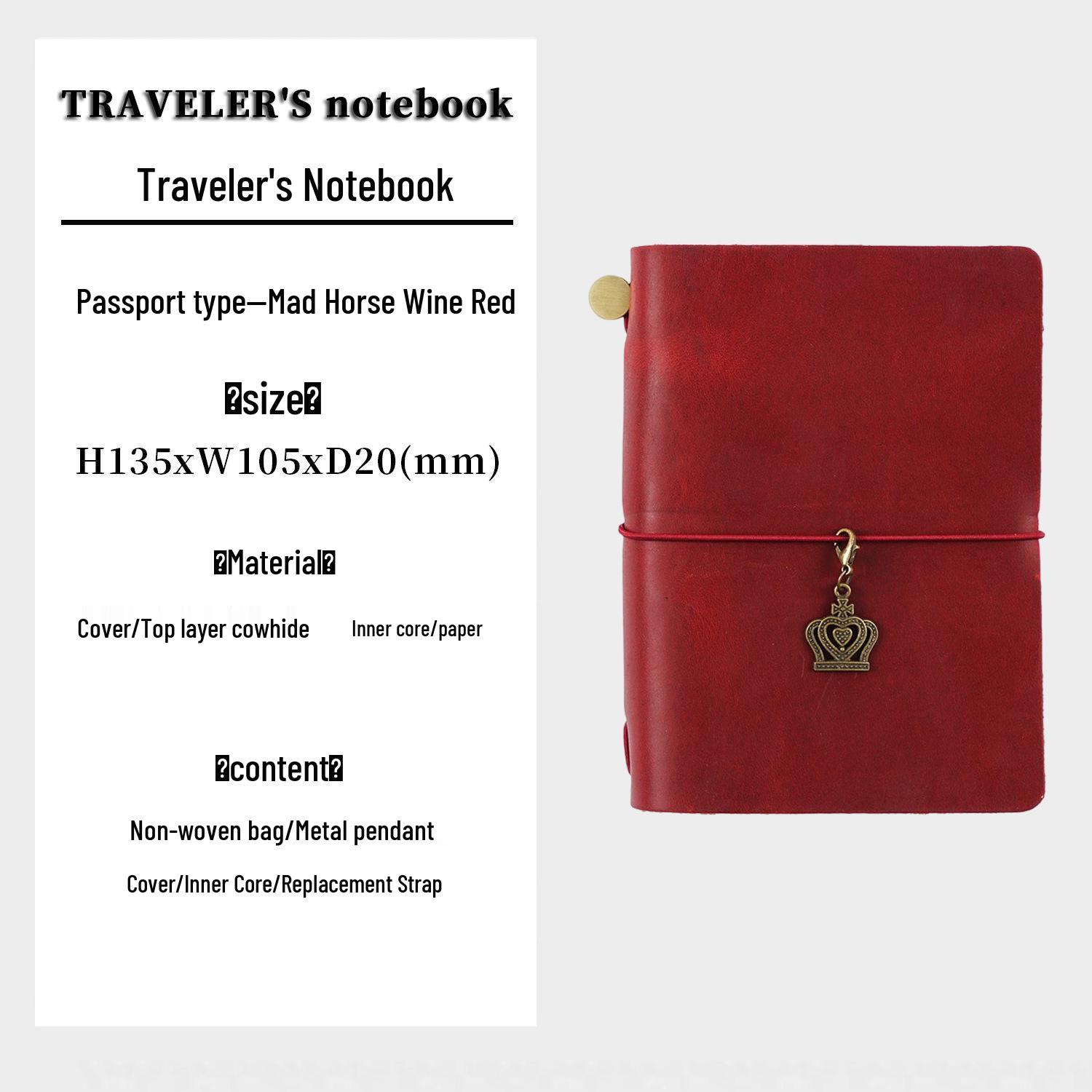 

TN Handmade Cowhide Leather Travel Journal - Retro Crazy Horse Diary Notebook Travel Notebook