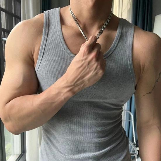 Herrevest Ensfarvet Rund Hals Ærmeløs Fitness Tanktoppe Åndbar Afslappet Streetwear Sommer Fritidstøj til Sport Rejser Shopping Daglig Brug