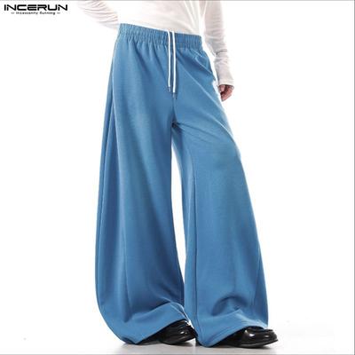 Men Elastic Waist Casual Sports Long Pants Trousers with Pockets