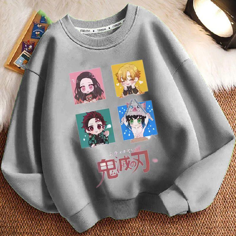 Children's Loose Demon Slayer Hoodie, Spring and Autumn Boys' and Girls' Casual Round-neck Coat