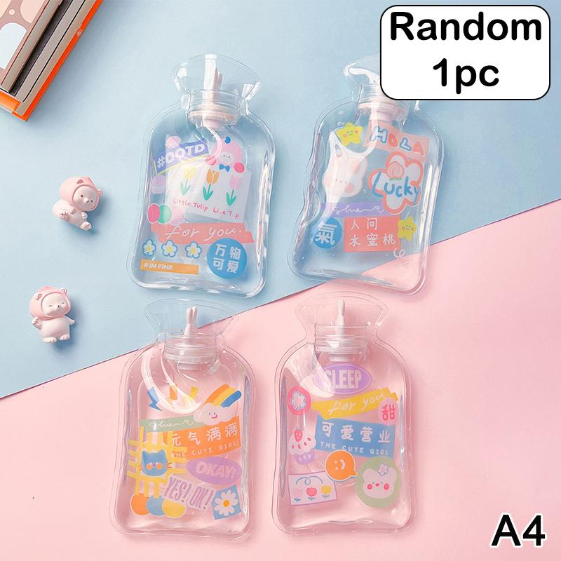 Portable Safe Hot Water Bag Cute Girl Heart Relaxing Transparent Warm Water Bottle Household Mini PVC Material Hand Warmer 1pc