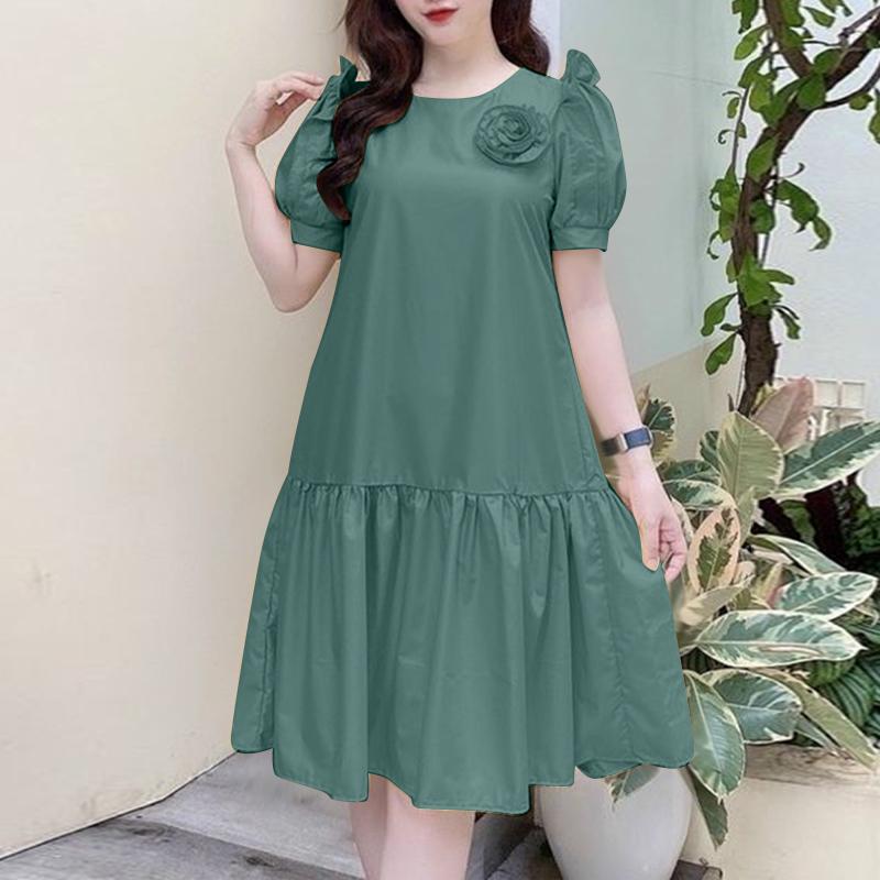 

ZANZEA Женское летнее повседневное платье с круглым вырезом и коротким рукавом 3XL