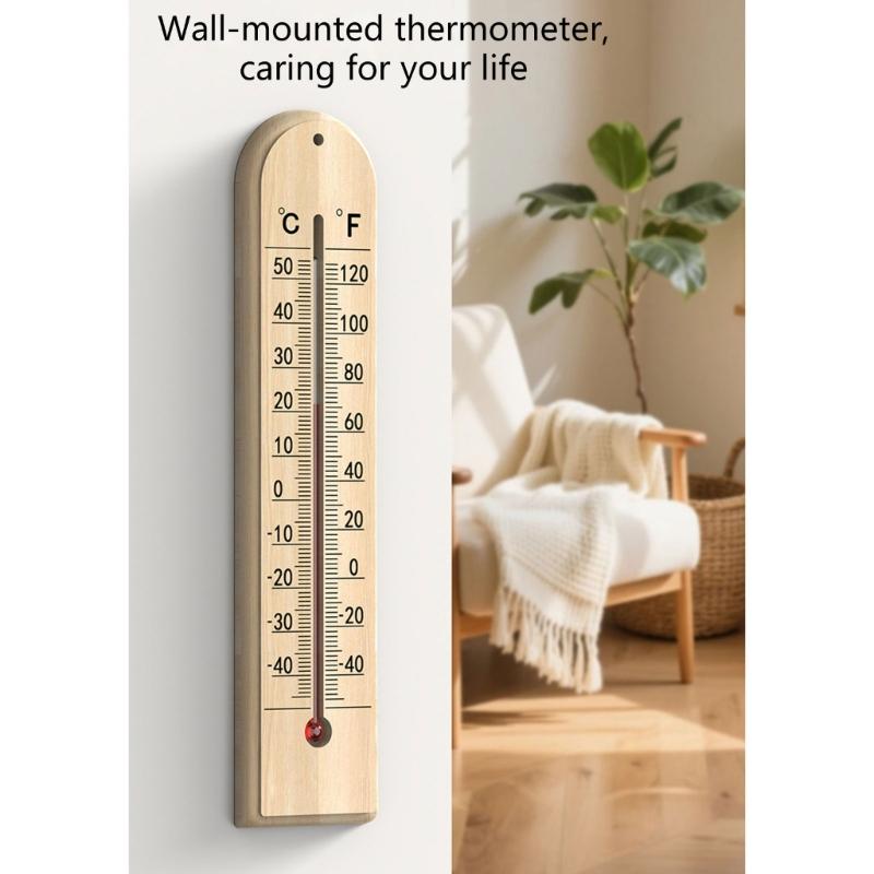 Wall Mountable Wooden Temperature Gauge Accurate -40℃ To 50℃ with Safe Kerosene Solution Large Display Area for Easy Installation