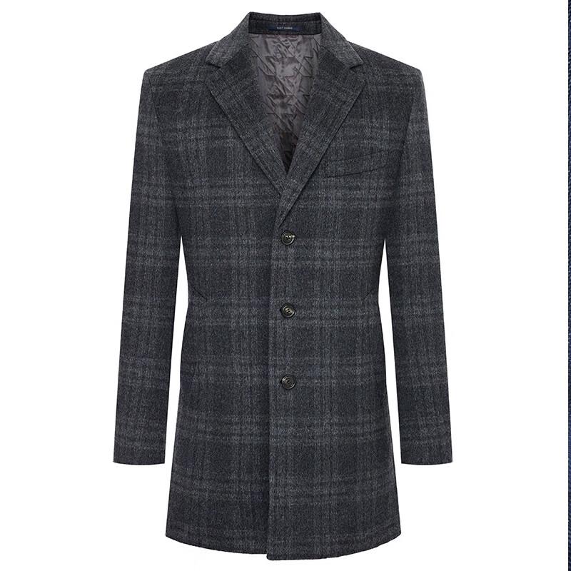 Baoxiniao Men's Cloud Gray Plaid Double-Faced Wool Coat