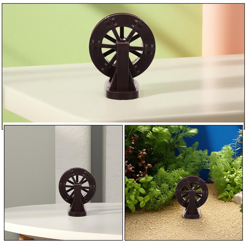 ABS Windmill Water Wheel Aquarium Decor for Fish Tank Indoor Desktop Fountain Decoration Landscape Miniature Watermill Rotation