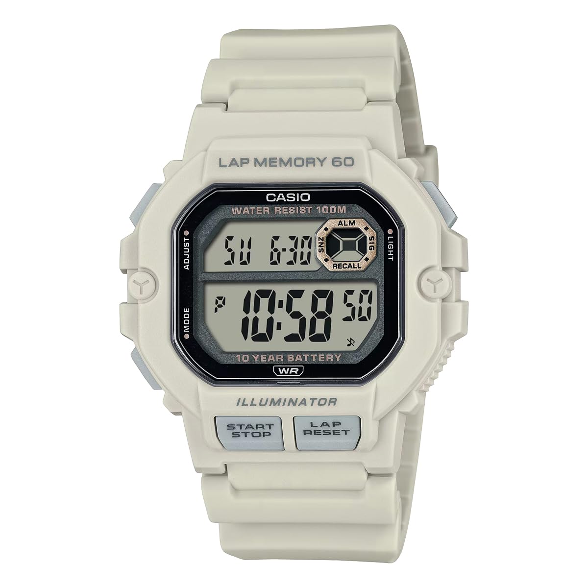 

Casio Sports Gear Digital Watch with 60 Lap International Matte Ivory Men s Memory, WS-1400H-8AV, Model, [Used]