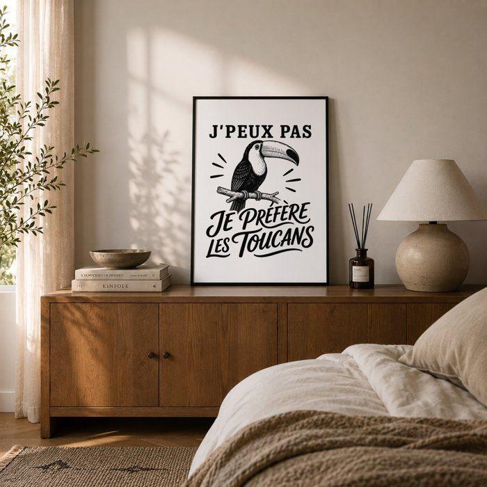Poster J’peux pas je préfère les Toucans J'peux pas minimaliste | Affiche Papier Photo 310 g Finition Perlée Format Taille A4