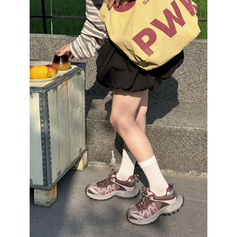 Summer New Leather Fashion Thick-soled Heightening Dad Shoes Women's Versatile Casual Sports Shoes Breathable Mesh Shoes